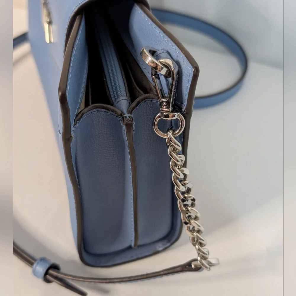 Michael Kors Mott French Blue Crossbody Large Clutch Purse EUC - Picture 4 of 14